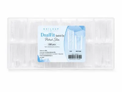 Tipsuri Reutilizabile NAILSUP Sandwich DualFit – Pătrat Slim, 180 bucăți