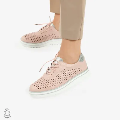 Pantofi Casual dama din piele naturala Perforati CRL0782 ROZ