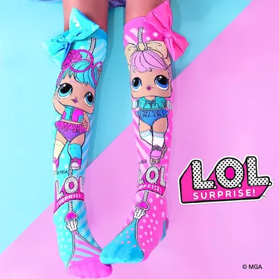 Șosete lungi colorate Madmia pentru fete LOL BonBon Dawn 3-5 ani