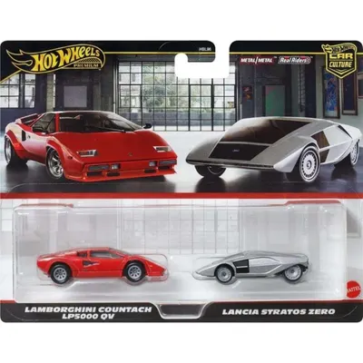 Set 2 masini metalice, Hot Wheels, Lamborghini Countach LP5000QV si Lancia Stratos Zero, JBL02