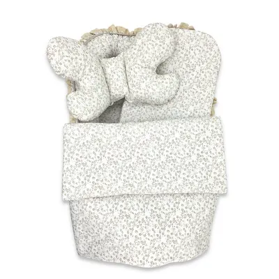 Set 4 in 1 cosulet pentru bebelusi MimiNu Premium Baby Cocoon 75x55 cm Meadow