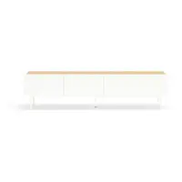 Masă TV albă/în culoare naturală cu aspect de lemn de stejar 180x45 cm Arista – Teulat