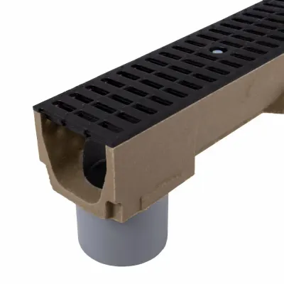 Canal drenaj cu conector canalizare, gratar din fonta, beton polimeric, B125