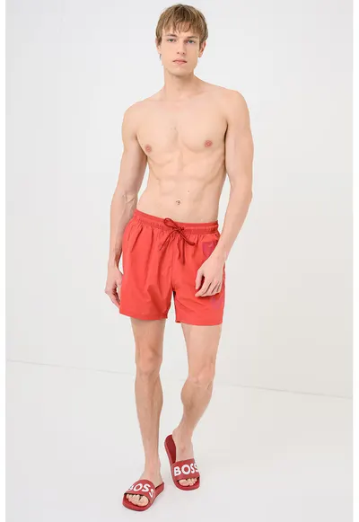 Pantaloni scurti de baie cu imprimeu logo Octopus - Rosu vintage