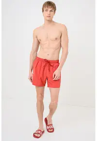 Pantaloni scurti de baie cu imprimeu logo Octopus - Rosu vintage