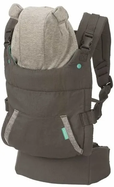 Marsupiu ergonomic cu glugă 2 în 1 Infantino – Gri