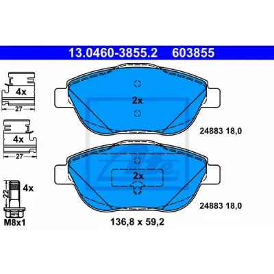 Set placute frana, frana disc ATE 13.0460-3855.2