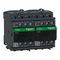 Contactor inversor, TeSys Deca, 3P(3NO), AC-3, <=440V, 9A, bobina 24V CC, cu interblocare mecanica si electrica, terminale cu surub