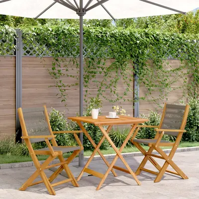 Gossi set mobilier bistro, 3 piese, gri, polipropilena si lemn masiv