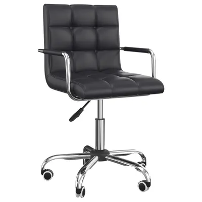 Scaun Rotativ HOMCOM cu Brațe din Piele Sintetică, Negru 52.5x54x94cm | Aosom Romania