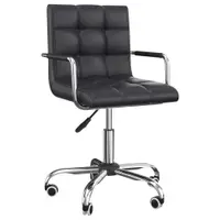 Scaun Rotativ HOMCOM cu Brațe din Piele Sintetică, Negru 52.5x54x94cm | Aosom Romania