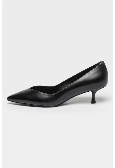 Pantofi de piele cu toc kitten Eva 50 Pump - Negru