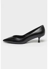 Pantofi de piele cu toc kitten Eva 50 Pump - Negru