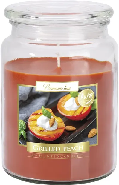 Lumânare parfumată Bispol Aura - Premium Line, Grilled Peach, 500 g