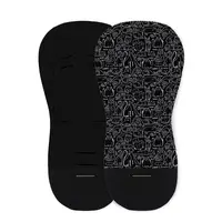 Salteluta pentru carucior, Petite&Mars, Din spuma cu memorie, 86 x 42 cm, Reversibila, Universala, Din bumbac, Design pisici, Negru
