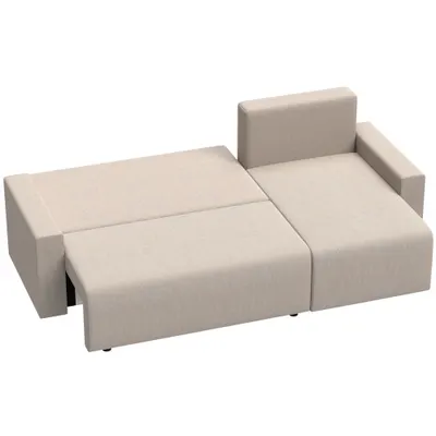 HOMCOM Colțar cu funcție pat și chaiselongue reversibil, canapea 3 locuri în formă de L din velur sintetic, Bej | Aosom Romania