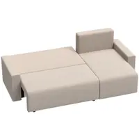 HOMCOM Colțar cu funcție pat și chaiselongue reversibil, canapea 3 locuri în formă de L din velur sintetic, Bej | Aosom Romania
