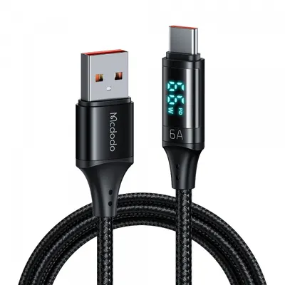 Cablu Date si Incarcare USB-A - USB-C McDodo CA-1080 Display, 66W, 1.2m, Negru
