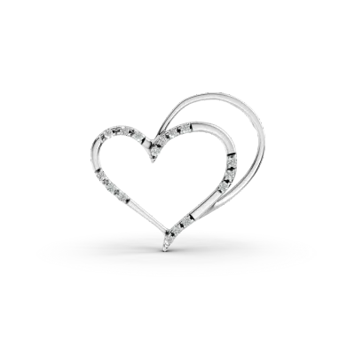 Pandantiv inima din aur alb cu diamante de 0.044ct