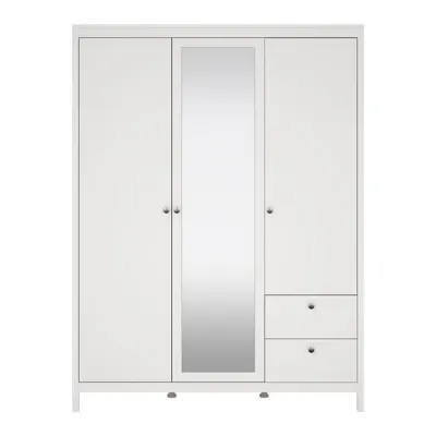 Șifonier alb cu oglindă 150x199x58 cm Madrid – Tvilum