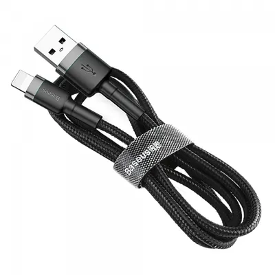 Cablu Date si Incarcare USB-A - Lightning Baseus Cafule, 18W, 2m, Gri CALKLF-CG1