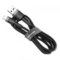Cablu Date si Incarcare USB-A - Lightning Baseus Cafule, 18W, 2m, Gri CALKLF-CG1