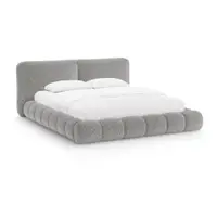Pat matrimonial gri tapițat cu spațiu de depozitare cu somieră 180x200 cm Solange – Micadoni
