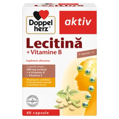 Lecitina + Vitamina B si E, Doppelherz Aktiv | 40 capsule