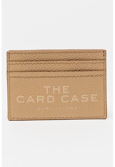 Portcart de piele cu logo - Maro nisip