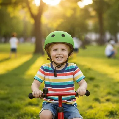 Casca de bicicleta pentru copii Trike Fix, marime M (55-58 cm), lumina LED integrata si 11 orificii de ventilaie, Green