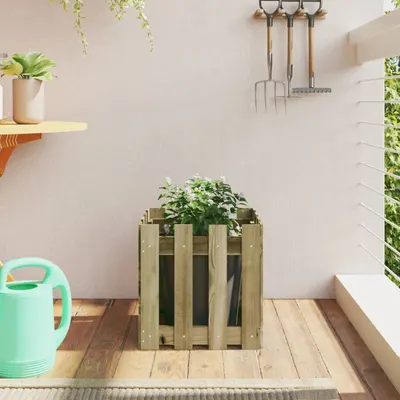 vidaXL Jardinieră grădină design gard 40x40x40cm lemn de pin impregnat
