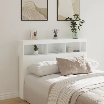 vidaXL Tăblie cu dulap și LED, alb, 140x17x102 cm