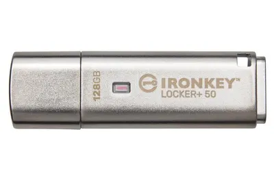 Memorie USB Kingston IronKey Locker+ 50 128GB, USB Type-A, Argintiu