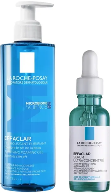 La Roche-Posay Effaclar Set - Gel de curățare și ser ultra-concentrat, 400 + 30 ml
