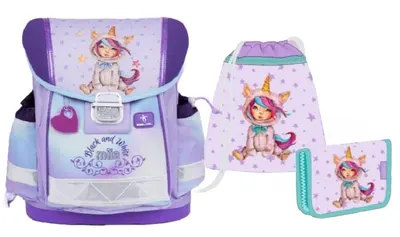 Set școlar Belmil Miia - Fata Unicorn, Ghiozdan,geantă și penar