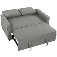 HOMCOM 3 în 1 Canapea Extensibilă 2 Locuri cu Spătar Reglabil pe 3 Poziții, 2 Perne, Material Textil Tip In Gri | Aosom Romania