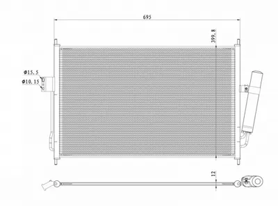 Radiator AC condensator cu uscator potrivit ISUZU D-MAX II 1.9D 2.5D 06.12