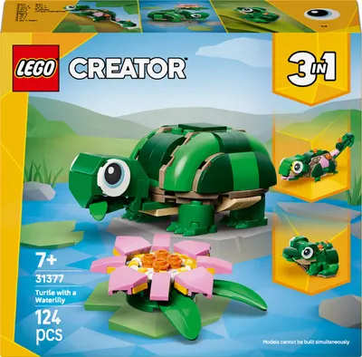 Constructor LEGO Creator 3 în 1 - Broasca țestoasă cu nufăr (31377)