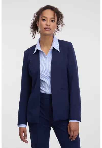 Sacou cambrat cu model uni - Bleumarin