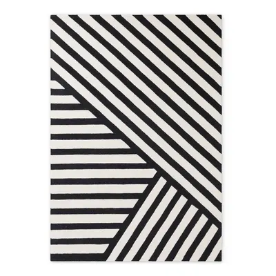 Covor alb-negru țesut manual din lână 160x230 cm Stryve Noir – Elle Decoration
