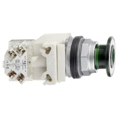 Buton Luminos Ø30 - Verde - Cap Ciuperca Ø41Mm- 2 Pozitii-120V C.A./C.C.