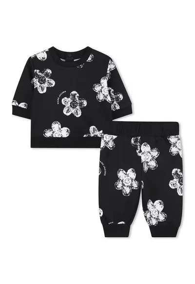 Set de pantaloni si bluza cu imprimeu - 2 piese - Alb/Negru