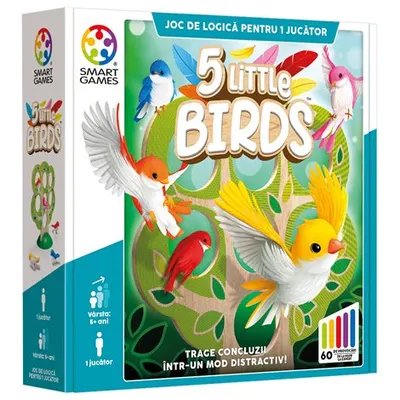 Smart Games - 5 Little Birds, joc de logica cu 60 de provocari, 5+ ani, editie lb. Romana