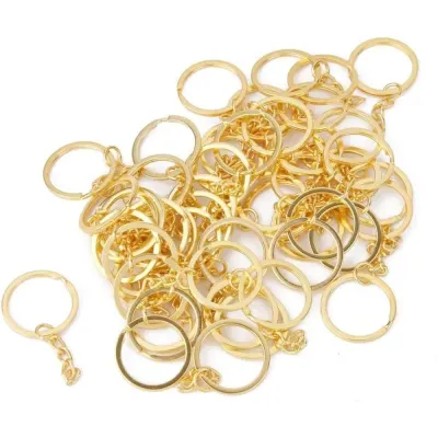 Inele breloc aurii 3cm cu lanț (set 200 buc) - Default Title