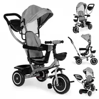 Tricicleta pentru copii Ecotoys WQL-066-52 Gri 2 in 1 cu scaun rotativ 360, roti din spuma EVA, greutate admisa 25kg