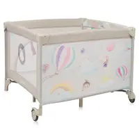 Tarc de joaca, Lionelo, Mille Plus, Pliabil, Include saltea cu densitate T25, 4 jucarii cu velcro, Manere textile, Geanta de transport, Cu roti si inchidere laterala, Pereti din plasa pentru vizibilitate si aerisire, 100 x 100 x 77 cm, Bej