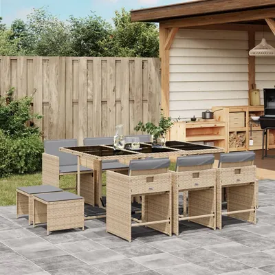 Gossi set mobilier gradina cu perne, 11 piese bej combinat poliratan