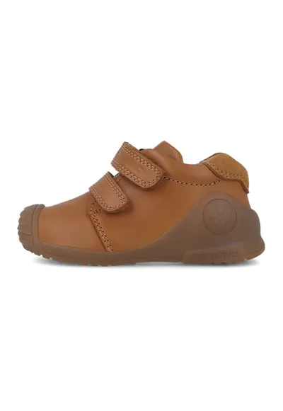Pantofi sport de piele cu velcro - Caramel