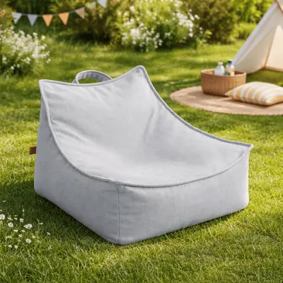 Fotoliu tip puf Premium MeowBaby Outzy Sako Bag Feather Fog Gray Bean bag
