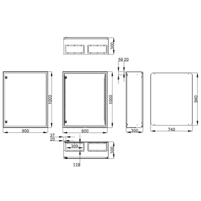 Cofret metal o usa IP65 1000x800x300 mm
